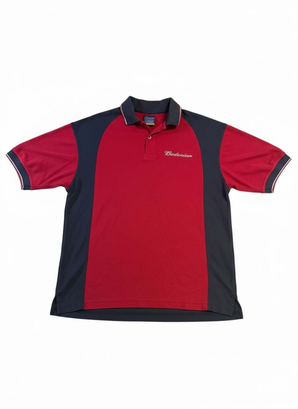 Vintage Budweiser Riverside Two-Tone Embroidered Polo Shirt Men's Size Medium